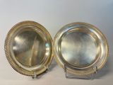 pair of silver plate with beaded rims on stands