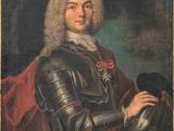 un vieux tableau représentant un homme en armure tenant une épée