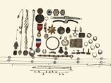 un dessin représentant divers objets posés sur une table