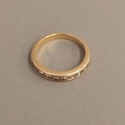 Demi alliance américaine en or jaune 18K (750) sertie de neu… - Photo 1