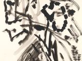 a black and white drawing of flowers in a vase