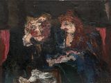 an image of a painting of two people sitting at a table