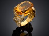 an oval citrine and diamond ring, by van cleef