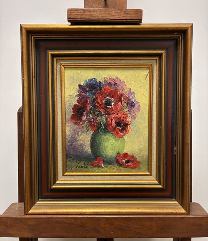 Jean Claude RESCHE (XXème) : « Anémones ». Huile sur toile encadr...