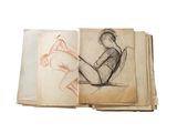 le dessin d'une femme assise sur une chaise, tiré d'un livre