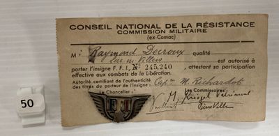 un vieux document sur lequel figure l'image d'un insigne militaire