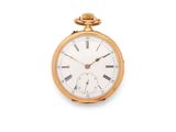 pocket watch with roman numerals on the dial and roman numerals on the face