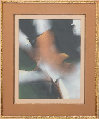an image of a painting of a leaf in a gold frame