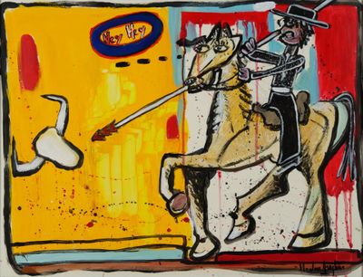 Hervé VAN AUWEGHEM (école contemporaine). Scène de tauromach…