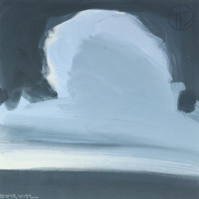 une peinture en noir et blanc représentant un ours polaire dans la neige