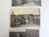 three old black and white photos of horses and riders in a field