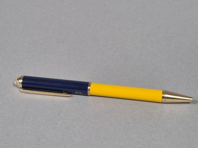 FAÇONNABLE Stylo à bille en résine jaune et bleue