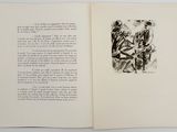 an open book with a drawing of a man sitting on a bench