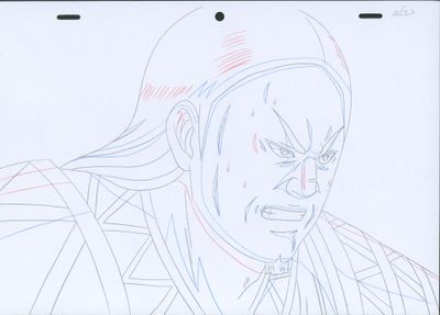 drawing of a man with a hat on his head and long hair