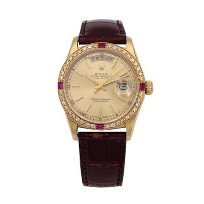 rolex lady ' s 18k yellow gold diamond watch