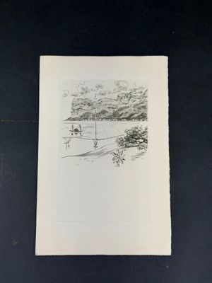 un vieux livre sur lequel figure un dessin représentant un paysage