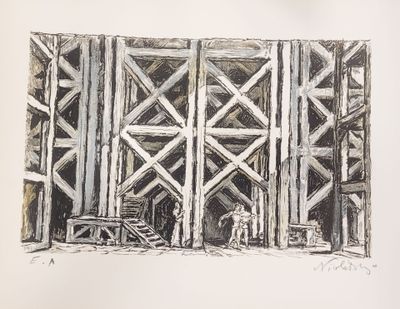 a drawing of a window with a wooden frame