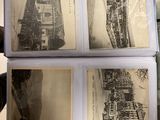 several old black and white photos of a train on a train track