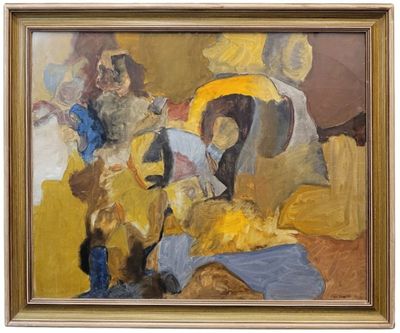 une image représentant un tableau où l'on voit un groupe de personnes assises sur un canapé