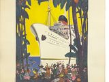 une vieille affiche représentant un paquebot en mer
