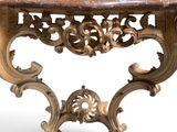 an image of a marble topped console table on a white background