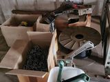 many boxes of tools and tools in a garage