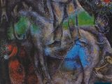 a painting of a man riding a horse next to a dog