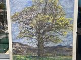 a picture of a painting of a tree on a table