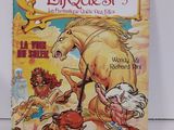un livre sur lequel figurent l'image d'un cheval et d'autres personnages