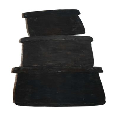 a black piece of wood that is stacked on top of each other