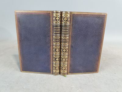 une paire de livres anciens aux bordures dorées et aux couvertures bleues