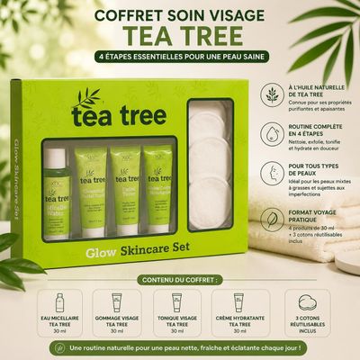 Le coffret de soins à l'arbre à thé contient de nombreux produits nettoyants et encore plus de produits nettoyants