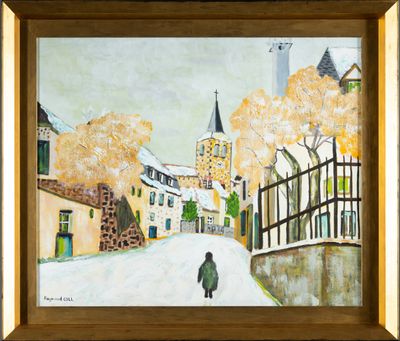 une image représentant un tableau où l'on voit une personne marchant dans la rue