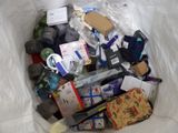a white bag full of items that are inside of it
