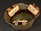 a helmet that has been worn by a soldier