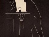a black and white drawing of two men at a bar