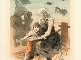 une image représentant un dessin d'une femme et d'un enfant assis sur un banc