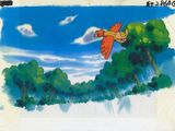 un dessin représentant un oiseau en plein vol dans le ciel
