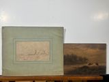 une photo d'un tableau posé sur une table, à côté d'une photo représentant un cheval