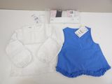 a blue dress and a white shirt on a table