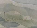 a watercolor painting of a boat on the water