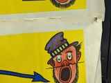 two pictures of a man with a top hat and a mustache
