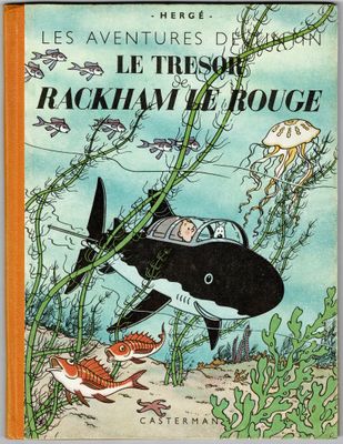un livre avec une image représentant un requin et un poisson dans l'eau