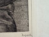 a drawing of a pug that is sitting on a table