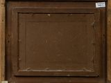 an image of a painting of a wooden frame with a label on it