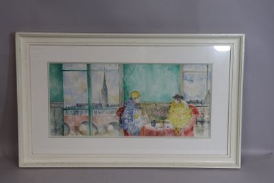 Christian MITARD (XXe) "Scène d'intérieur, vue sur Bordeaux"…