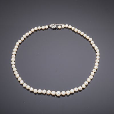 a cultured pearl and diamond necklace