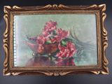 a picture of a painting of flowers in a gold frame