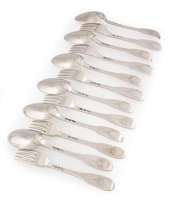 SUITE DE SIX COUVERTS en argent, COGNAC vers 1760-1775 par Jean COULON