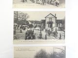 deux vieilles photos en noir et blanc représentant des personnes et des chevaux dans une ville